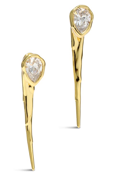 Asterales Cubic Zirconia Spear Front Back Earrings