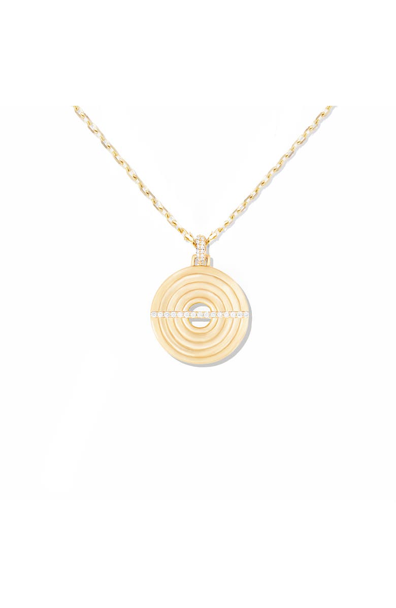 Campbell + Charlotte Edge Disk Pendant Necklace, Main, color, Gold