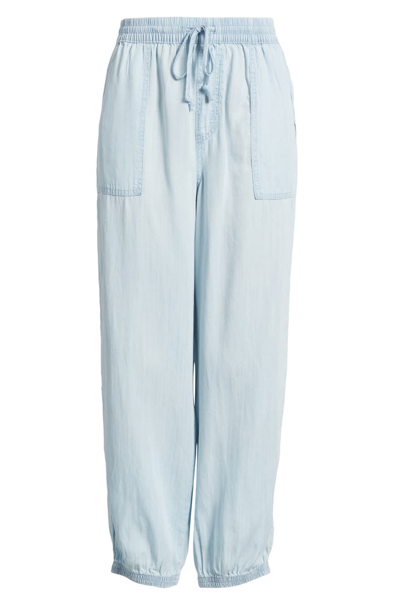 beachlunchlounge Andi Chambray Drawstring Joggers, Alternate, color, Bleach Wash