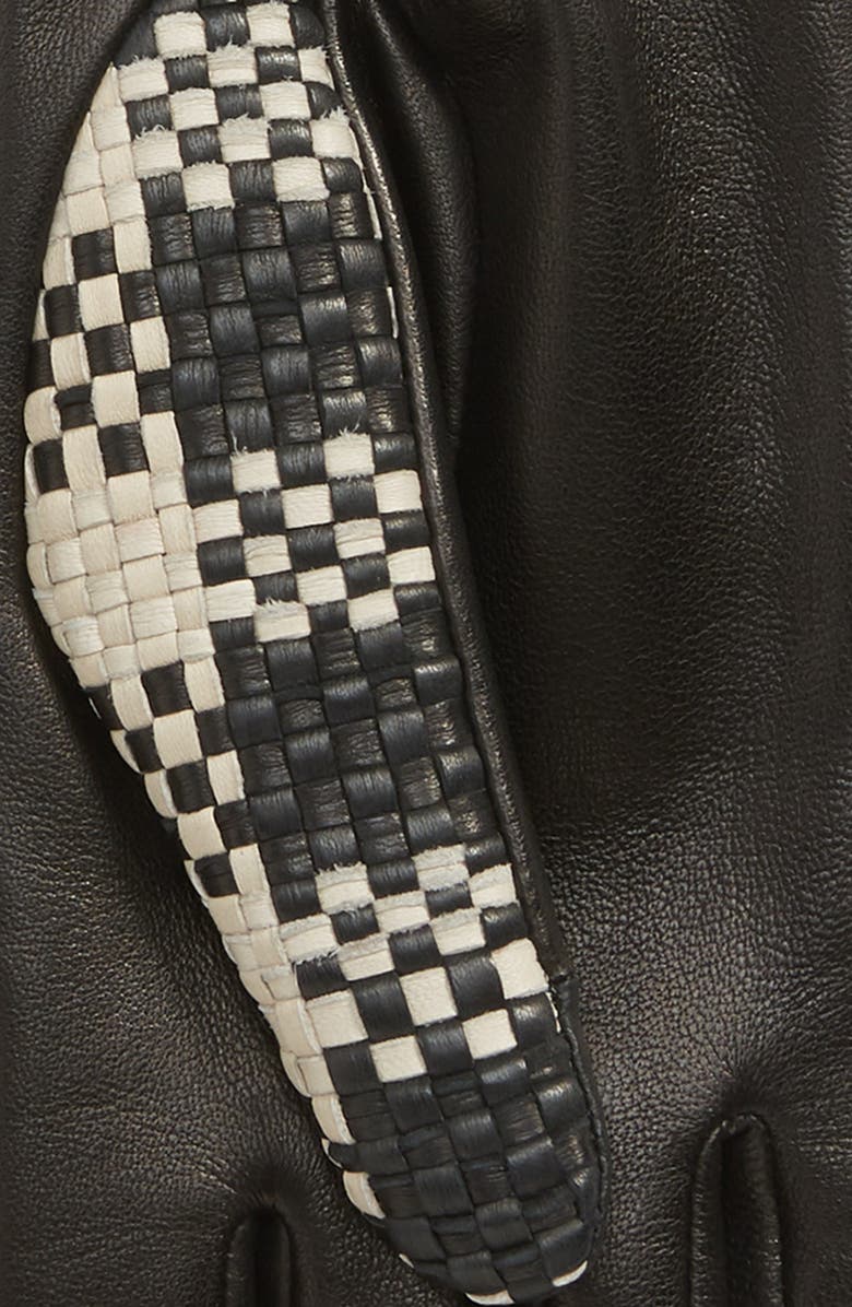Agnelle Woven Lambskin Leather Gloves, Alternate, color, 