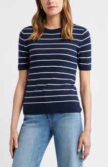 Short Sleeve Merino Wool Blend Sweater Top