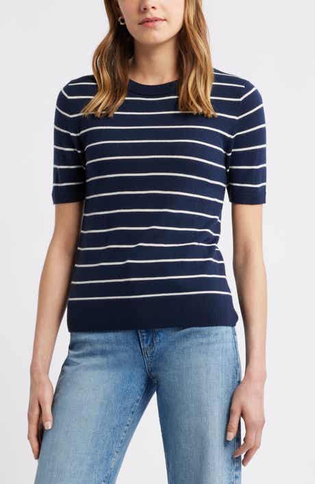 Caslon® Short Sleeve Merino Wool Blend Sweater Top
