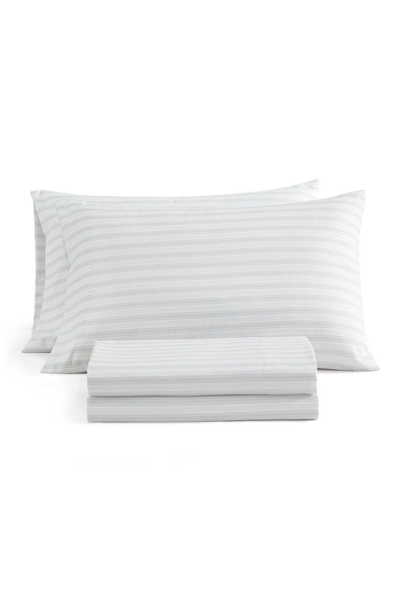 Blooming Stripe Microfiber Sheet Set, Main, color, WHITE/ SILVER BLUE
