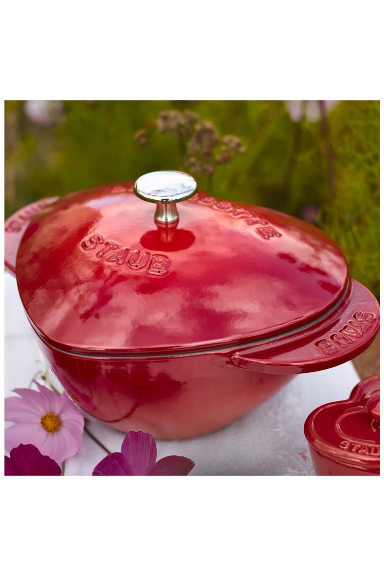1.75-Quart Enameled Cast Iron Heart Baking Dish, Alternate, color, CHERRY
