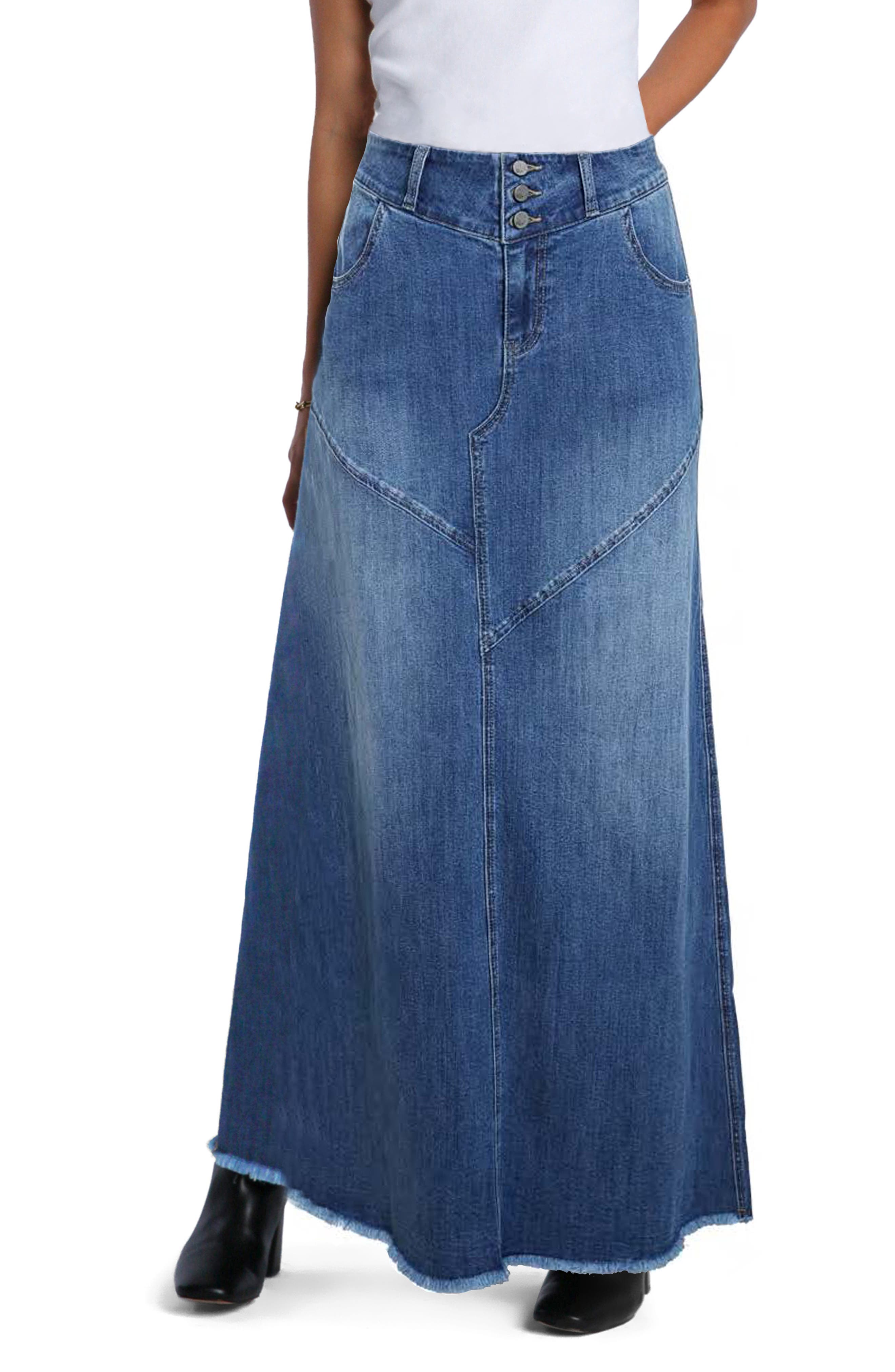 Pieced Denim Maxi Skirt - image 5