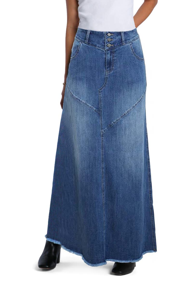 Pieced Denim Maxi Skirt, Main, color, VINTAGE BLUE