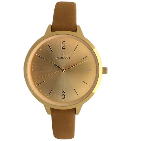 Minimalist Large Round Skinny Leather Strap Watch- 38MM
