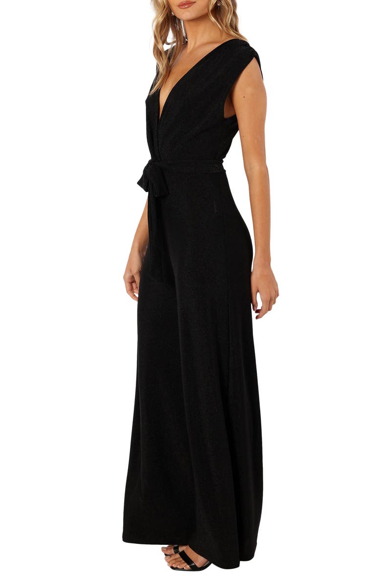 Petal & Pup Nora Metallic Wide Leg Jumpsuit, Alternate, color, Black
