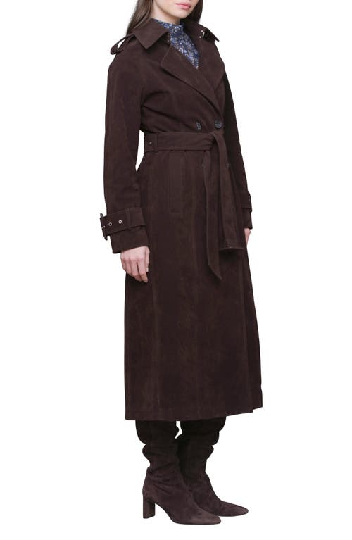 Avec Les Filles Double Breasted Faux Suede Trench Coat