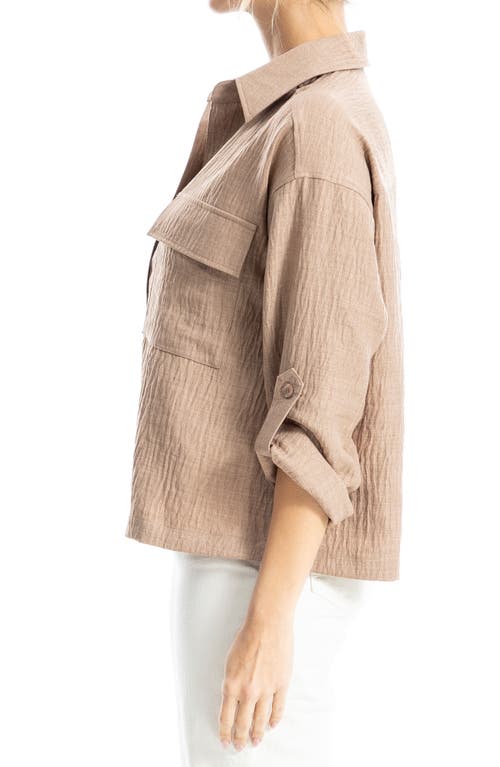 Max Studio Collared Textured Shirt In Mushroom
