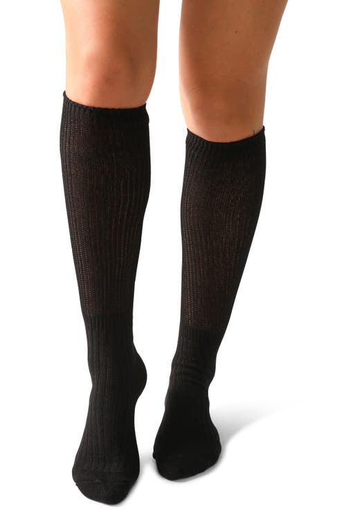 Belle & Bloom End Game Tall Solid Tube Socks In Black