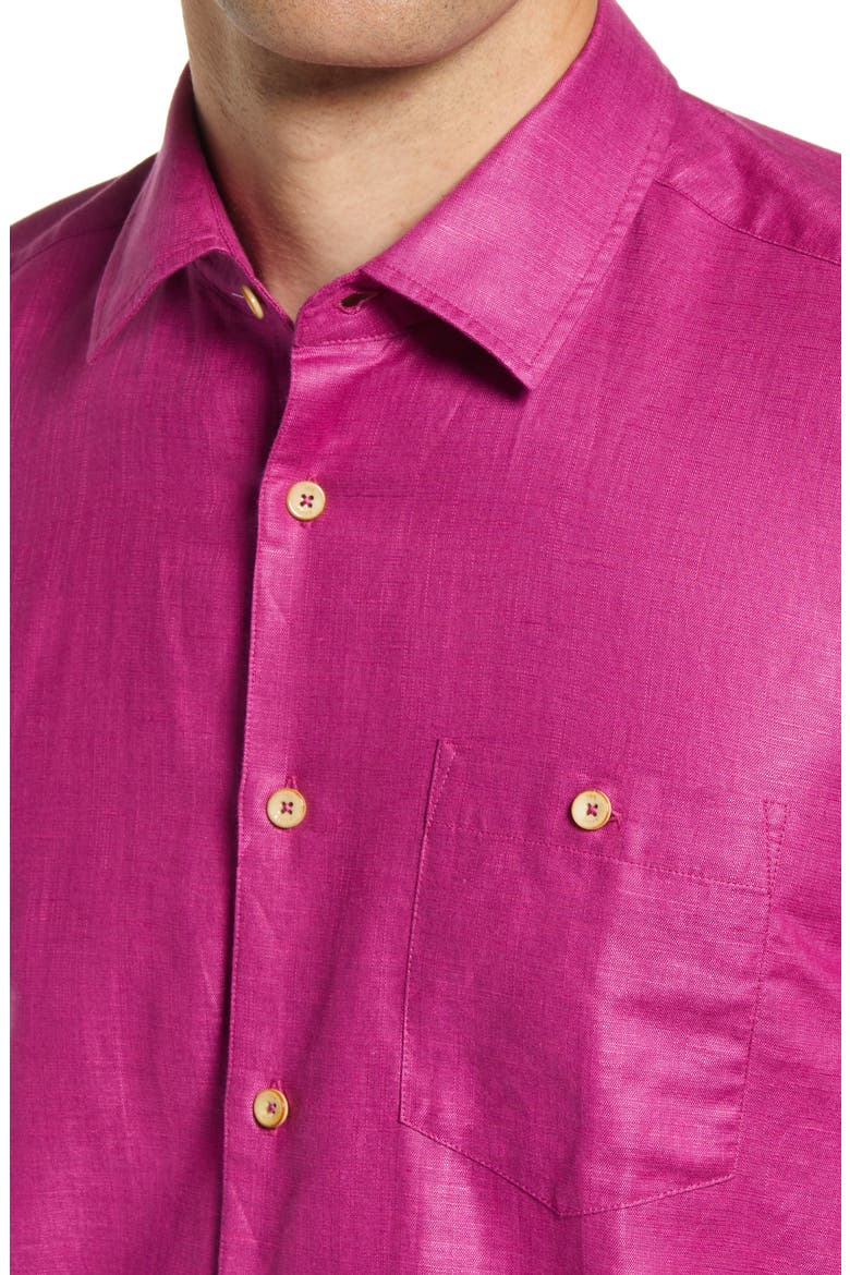 Civiche Linen & Cotton Button-Up Shirt, Alternate, color, DP-PURPLE