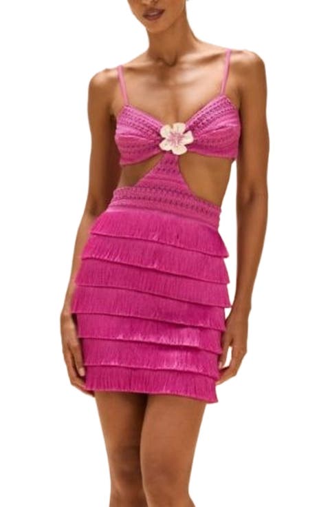 Amethyst Fringe Mini Dress Flower