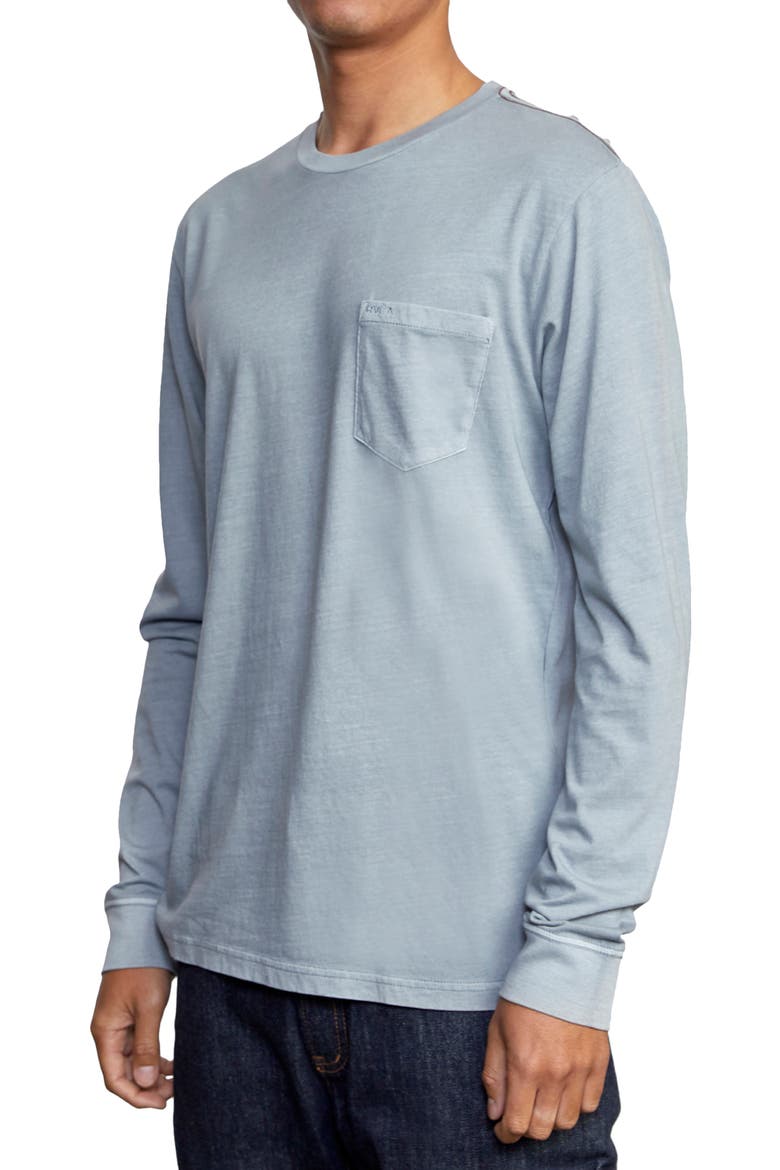 Pigment Dyed Long Sleeve Pocket T-Shirt, Alternate, color, MONUMENT
