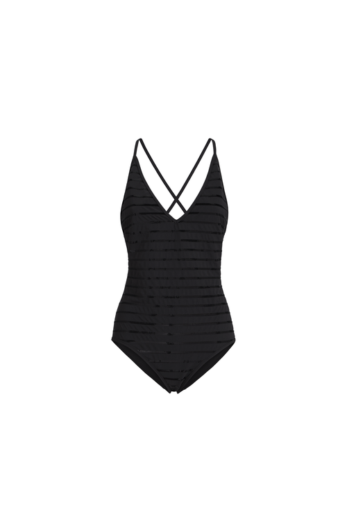Brunello Cucinelli Dazzling Stripes Bathing Suit In Black