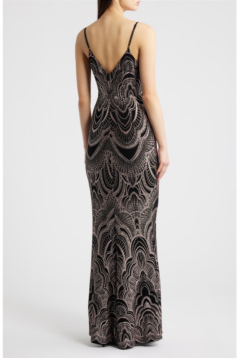 Glitter Sleeveless Gown, Alternate, color, BLACK/ GOLD