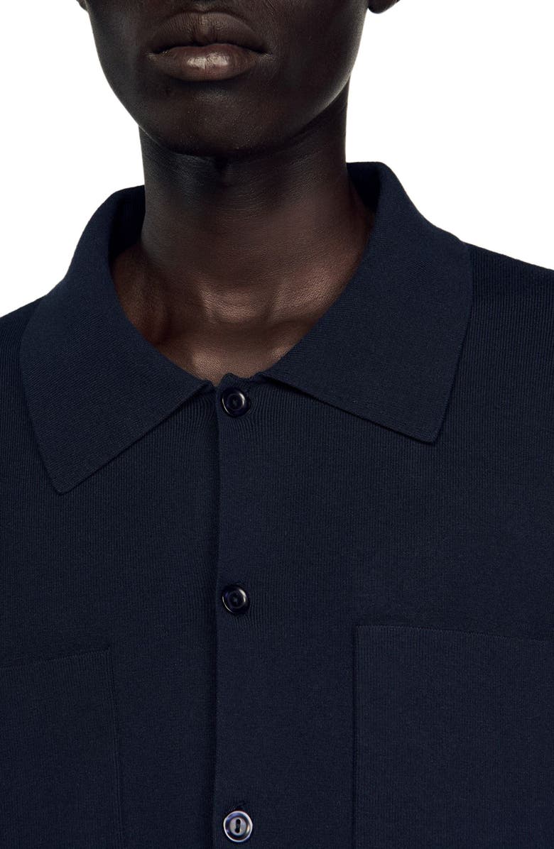 SANDRO Knitted shirt jacket, Alternate, color, Navy Blue
