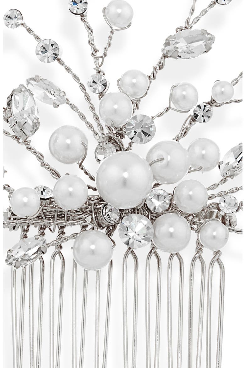 Ziva Austrian Crystal & Faux Pearl Hair Comb (Nordstrom Exclusive), Alternate, color, SILVER