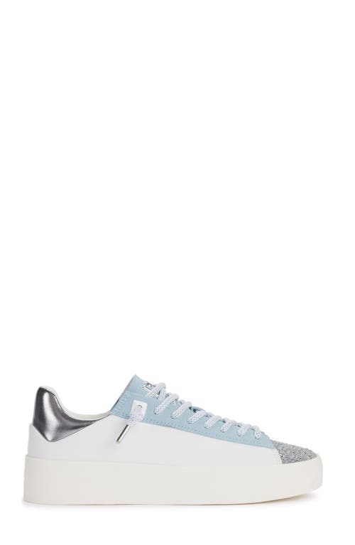 Dkny Ginali Metallic Cap Toe Sneaker In White/celeste