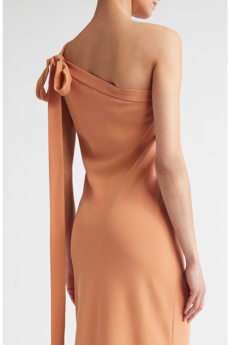 Alexander One-Shoulder Gown, Alternate, color, CORAL ORANGE