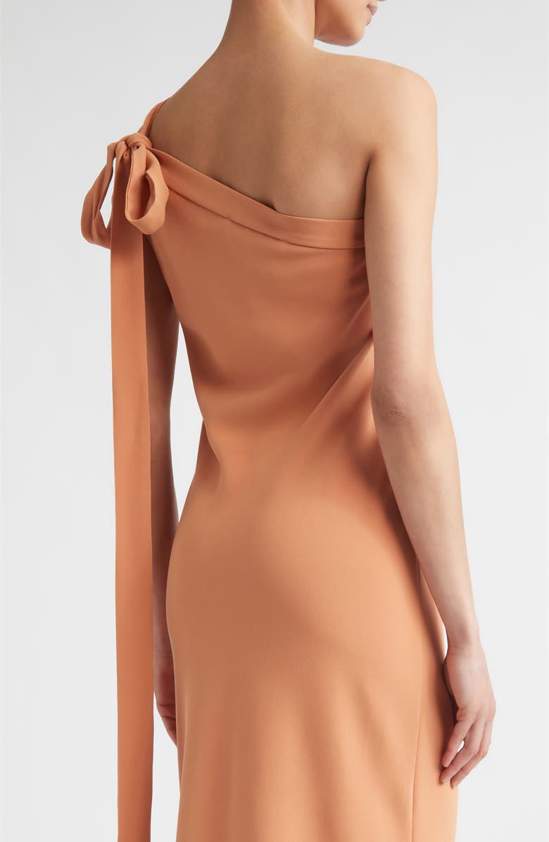 BERNADETTE Alexander One-Shoulder Gown, Alternate, color, Coral Orange