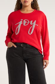 Caslon® Joy Embellished Cotton Blend Sweatshirt