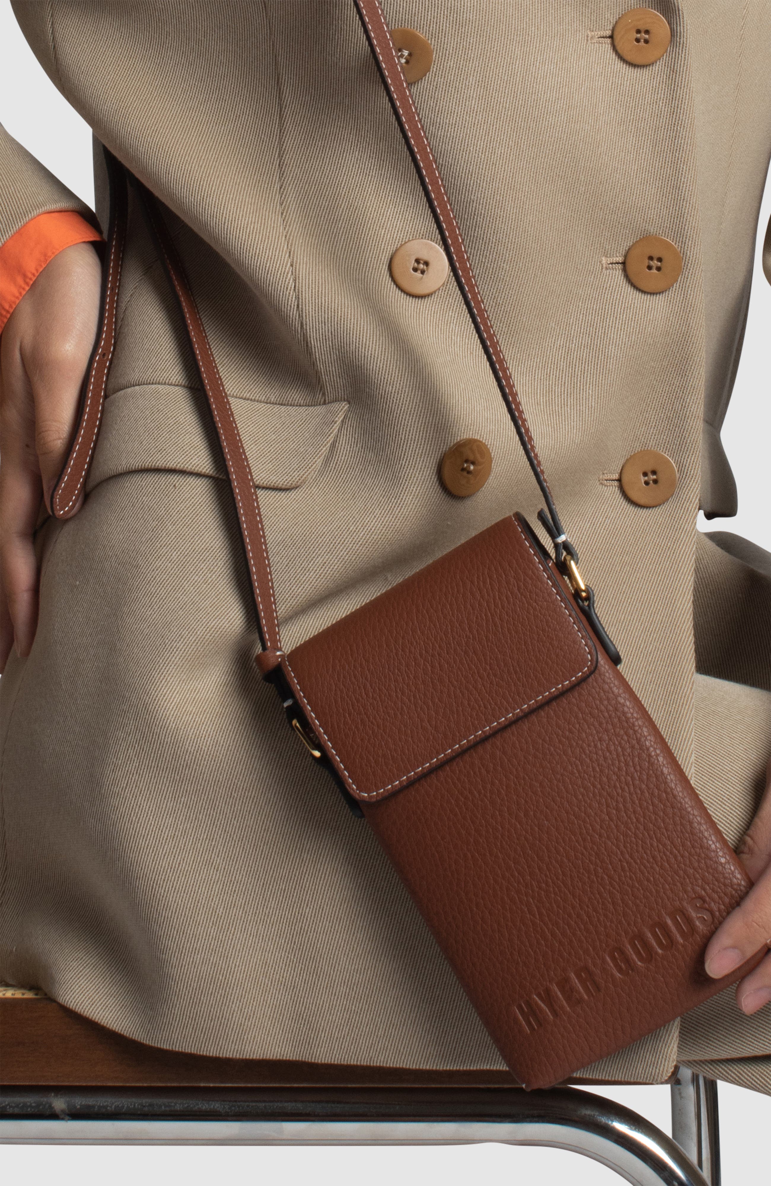 HYER GOODS Upcycled Leather Crossbody Phone Sling, Alternate, color, 