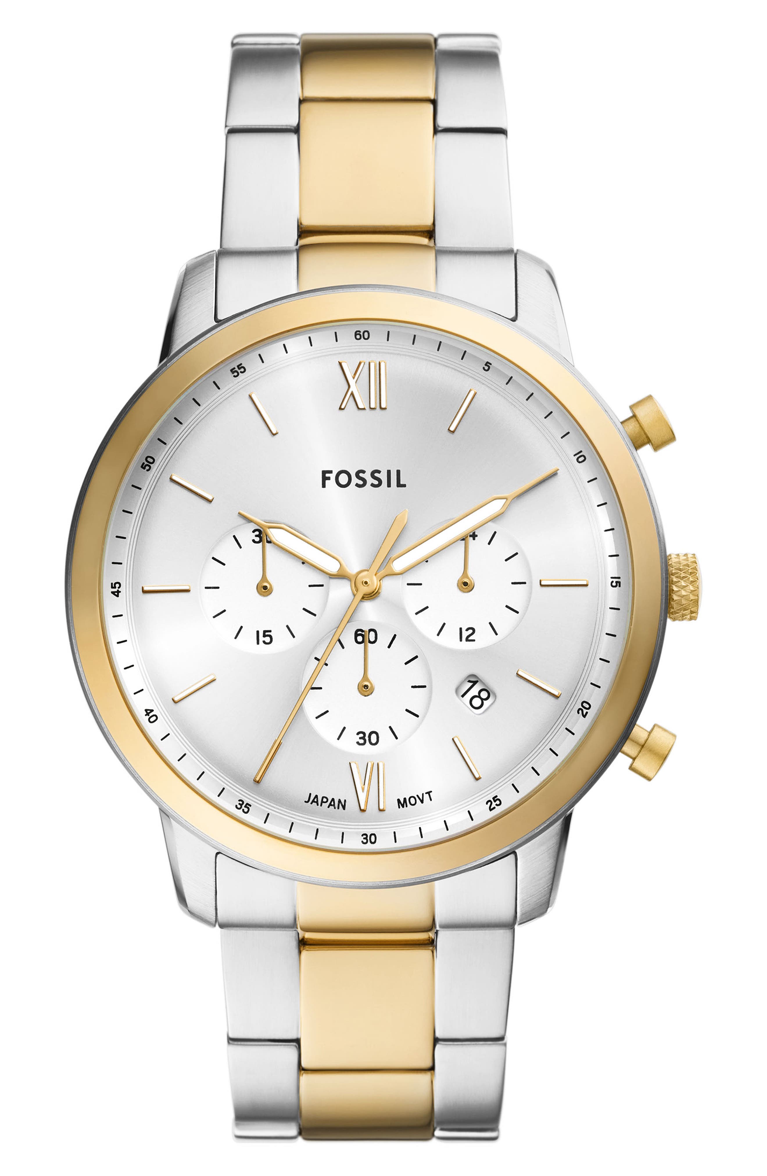 Fossil Neutra Chronograph Two Tone Stainless Steel Watch, 44mm In Two Tone