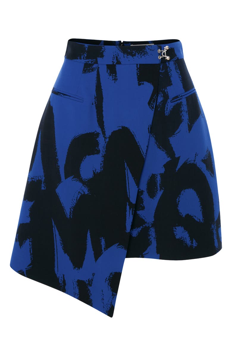 McQueen Graffiti Print Drop Hem Miniskirt, Alternate, color, 