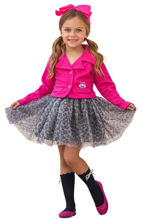 Girls L.O.L. SURPRISE! Diva Tweed Blazer and Leopard Tutu Skirt Set (Toddler, Little Kid & Big Kid)
