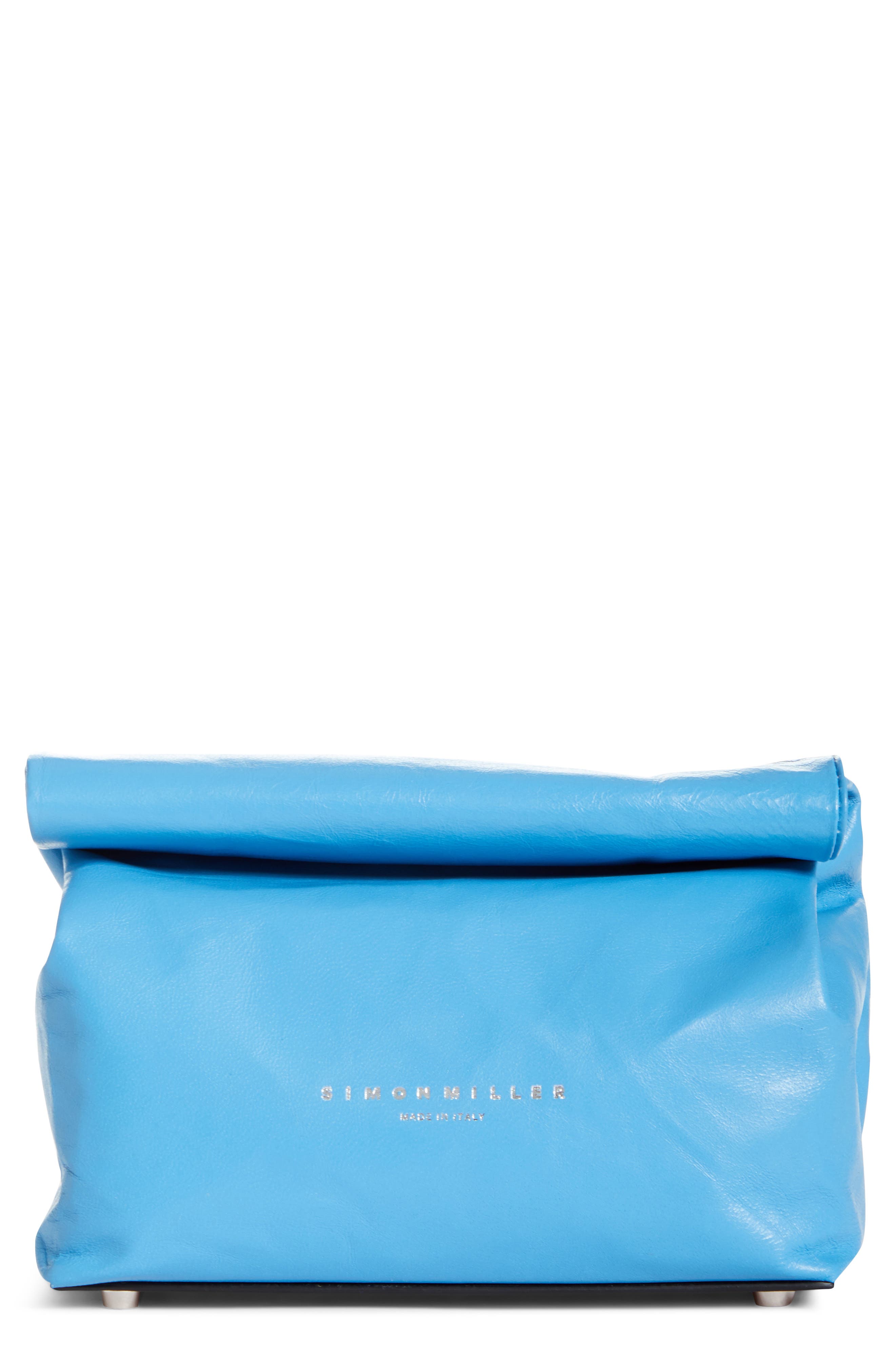 Simon Miller Lunchbag Leather Roll Top Clutch, Main, color, 