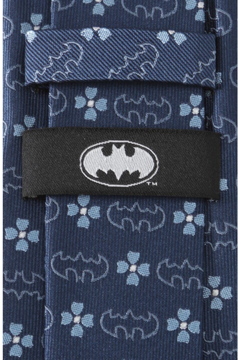 Batmen Floral Neat Silk Tie, Alternate, color, NAVY