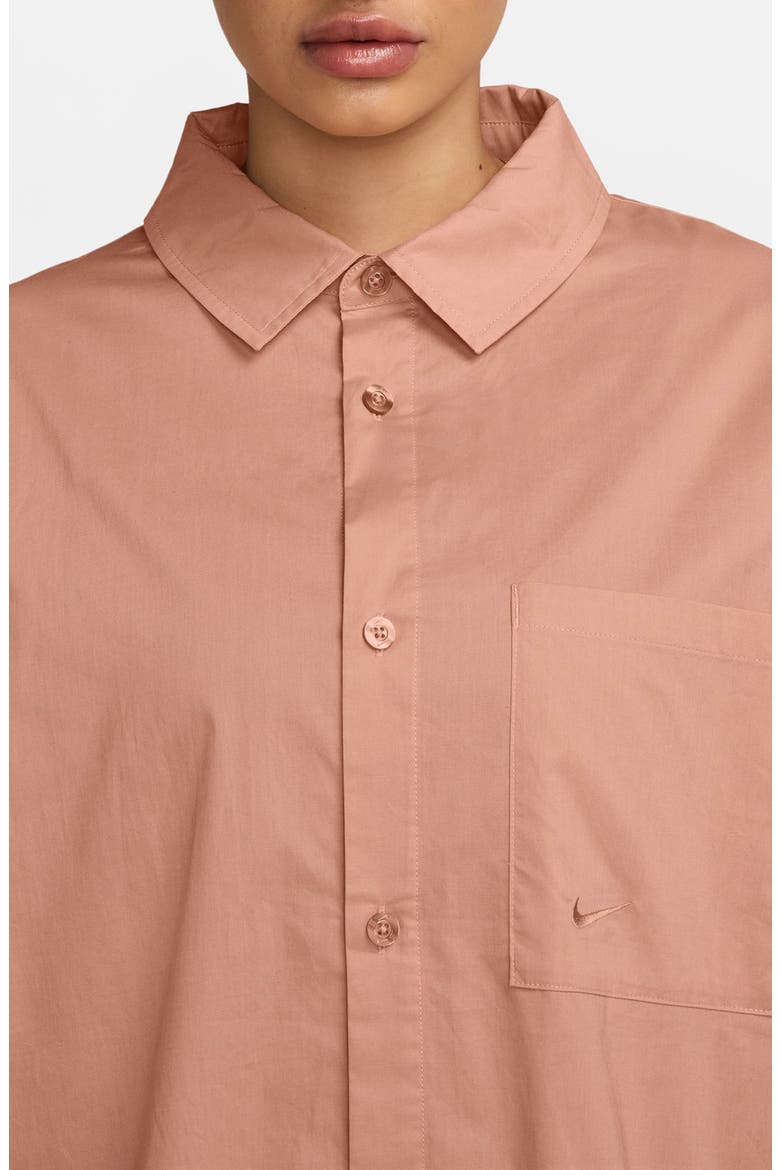 Sportswear Chill Stretch Cotton Poplin Button-Up Shirt, Alternate, color, PARTICLE PINK/ SAIL
