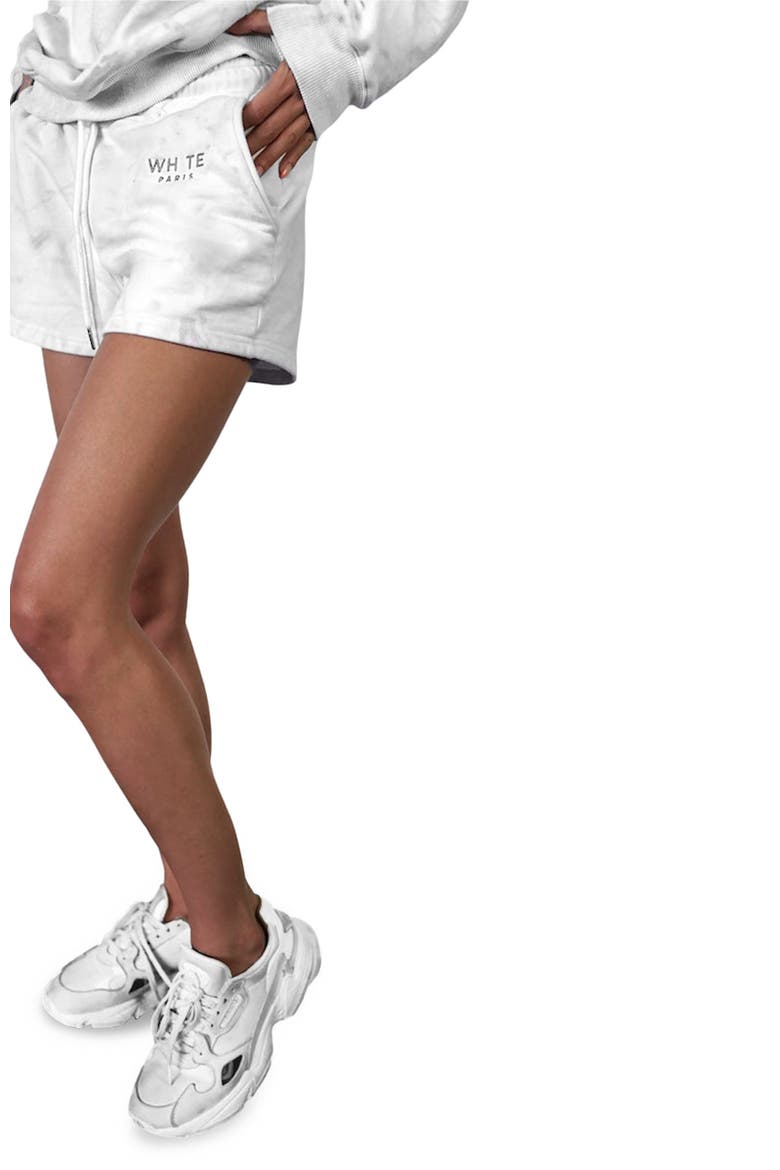 Whte Tie & Dye Short, Alternate, color, White