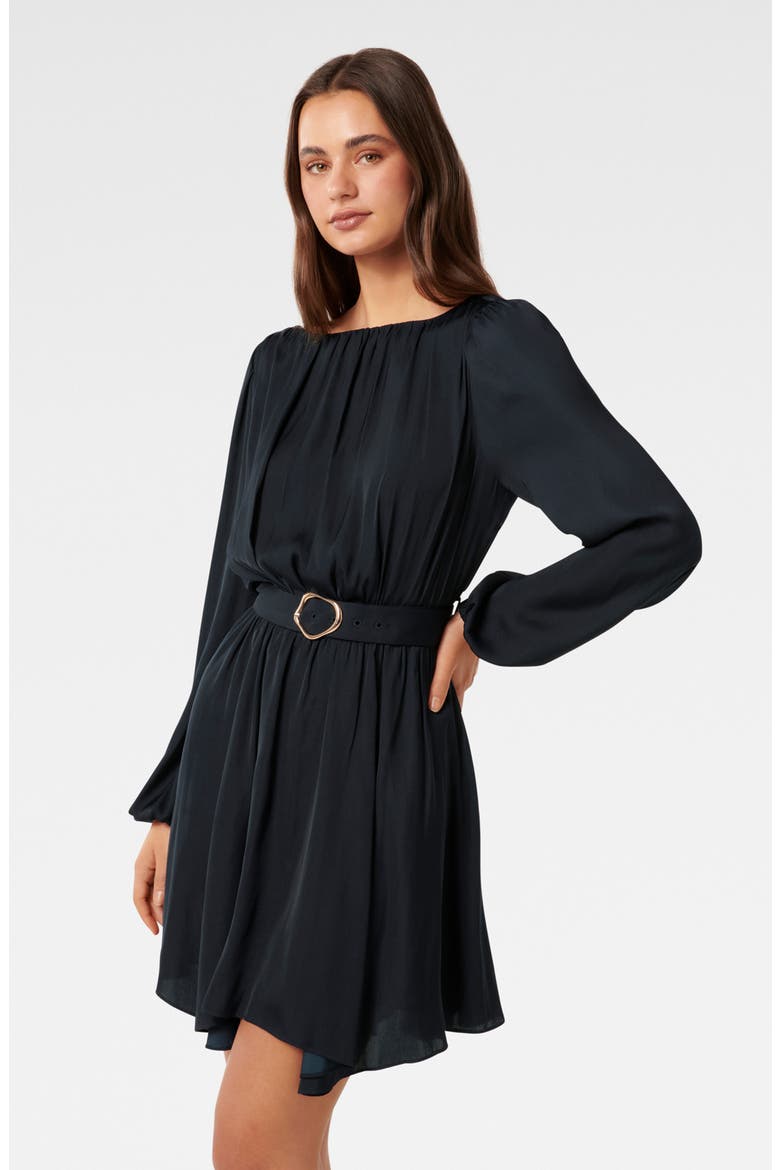 Florentine Long Sleeve Minidress, Alternate, color, NAVY