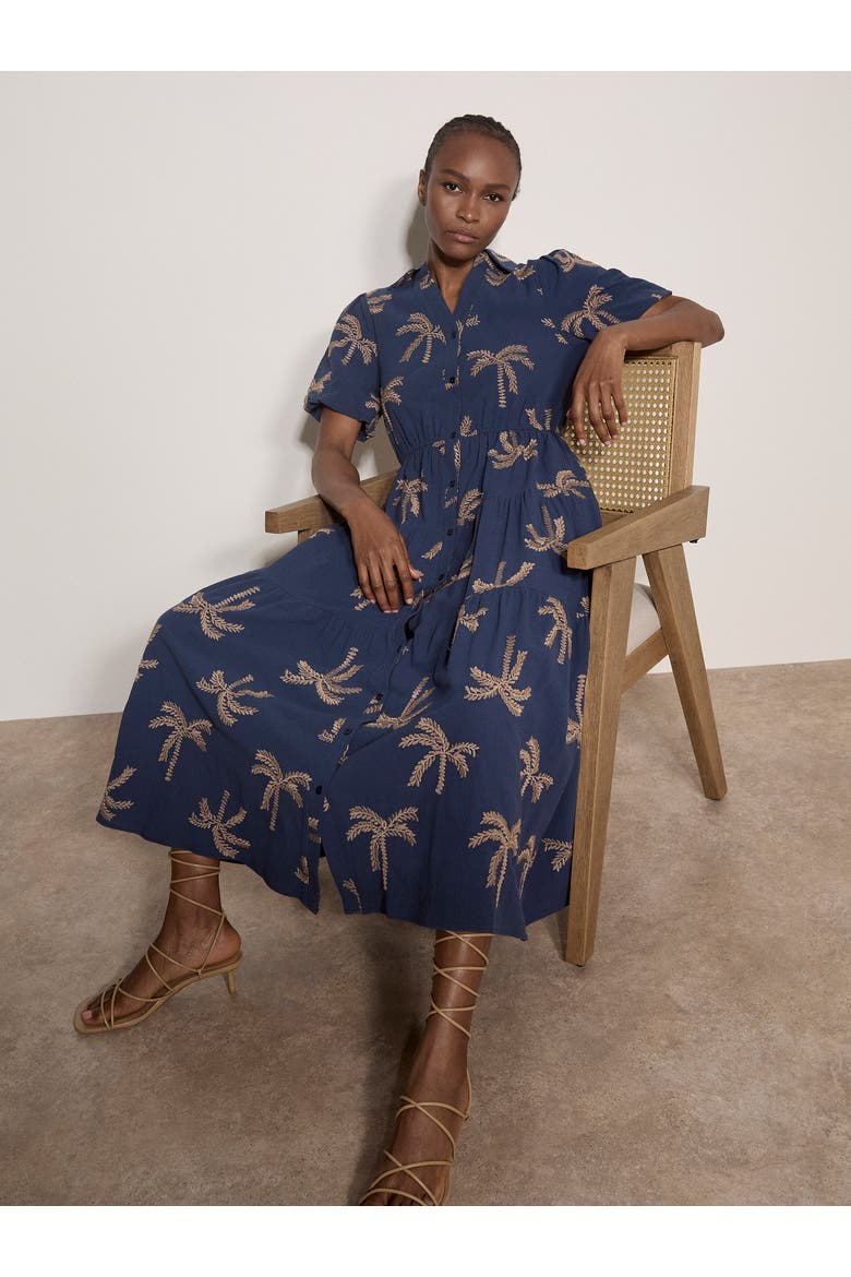 Embroidered Midaxi Dress, Alternate, color, Blue