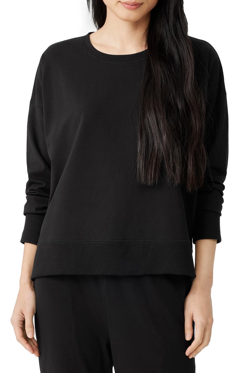 Eileen Fisher Stretch Organic Cotton High-Low Sweatshirt, Main, color,
