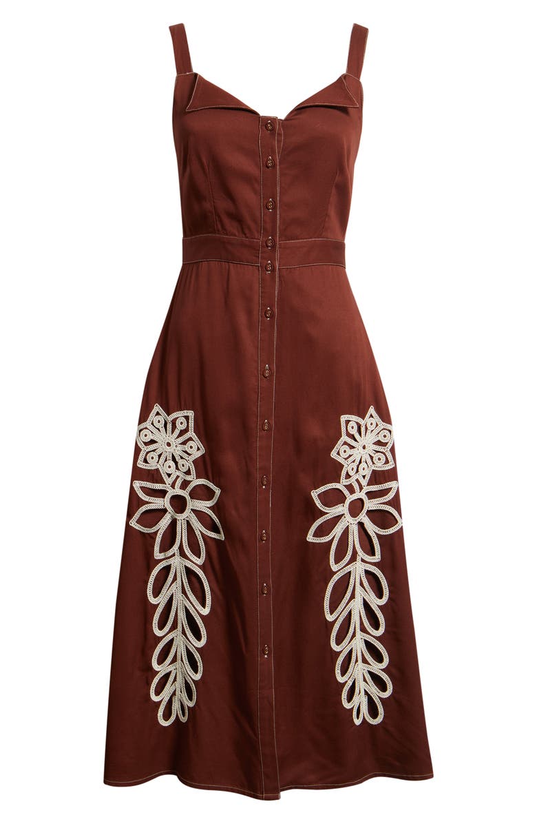 CIEBON Joy Embroidered A-Line Dress, Alternate, color, Brown