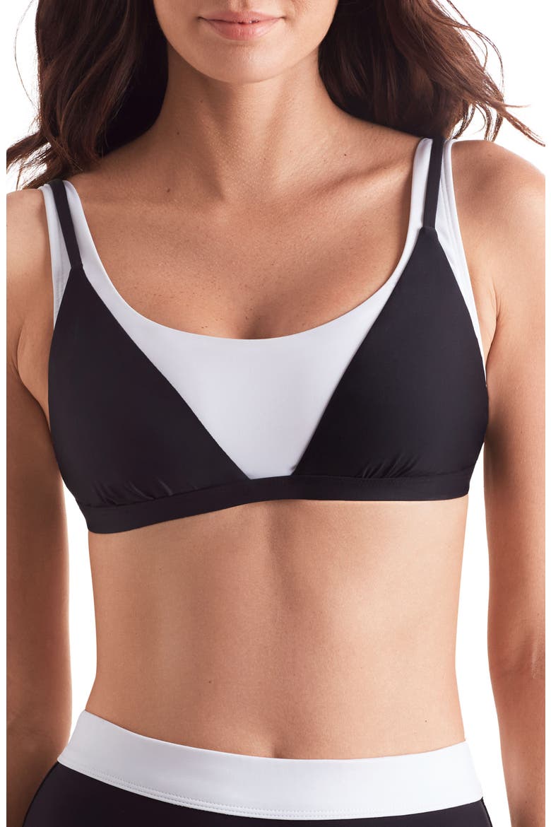 Drift Contrast Swim Top, Main, color, BLK/ WHT