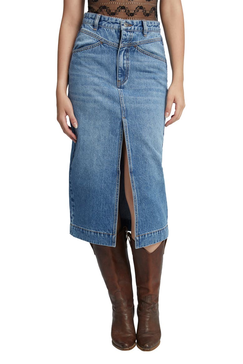 Jonah Slit Front Denim Skirt, Main, color, VINTAGE