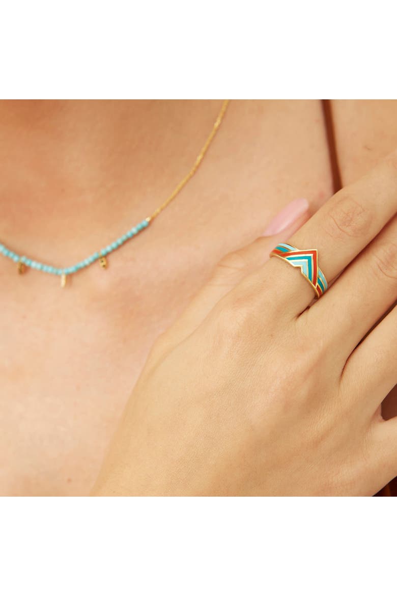 Enamel Four Color Sterling Silver Arrow Band Ring, Alternate, color, Gold