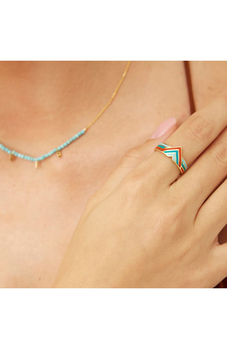 Spero London Enamel Four Color Sterling Silver Arrow Band Ring, Alternate, color, Gold