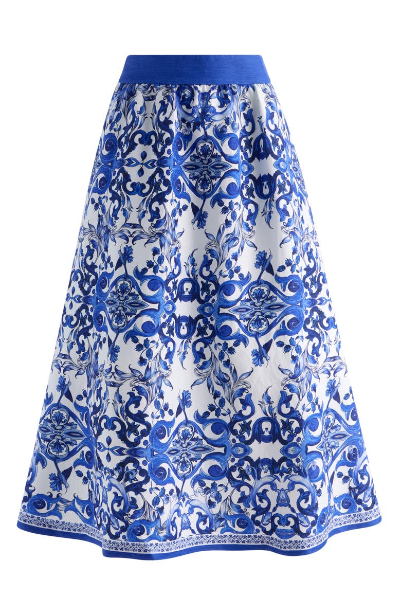 Alice + Olivia Earla High Waist Linen Blend Midi Skirt, Alternate, color, Solstice