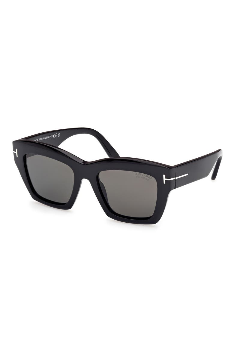 Luna 52mm Butterfly Sunglasses, Alternate, color, SHINY BLACK/ ECO/ LENSES