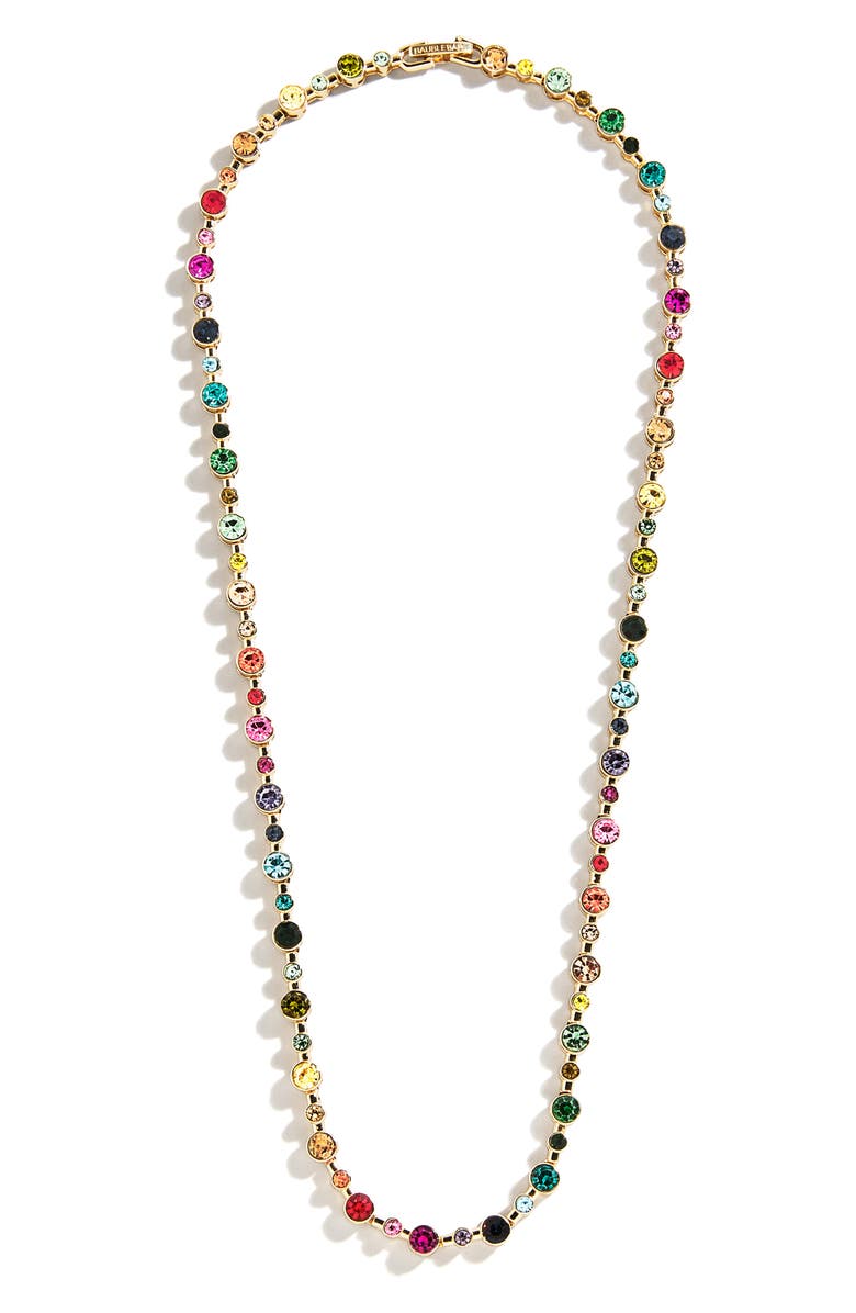 BaubleBar Round Bezel Tennis Necklace, Main, color, Gold Multi