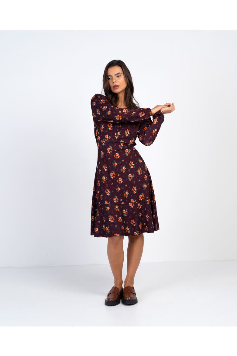 Printed Jersey Dress, Alternate, color, Autumn Floral