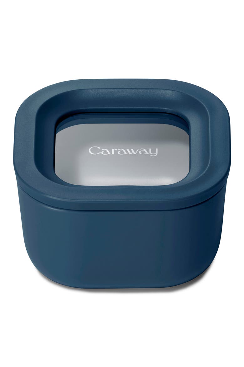 Mini Square Glass Food Storage Container, Main, color, NAVY