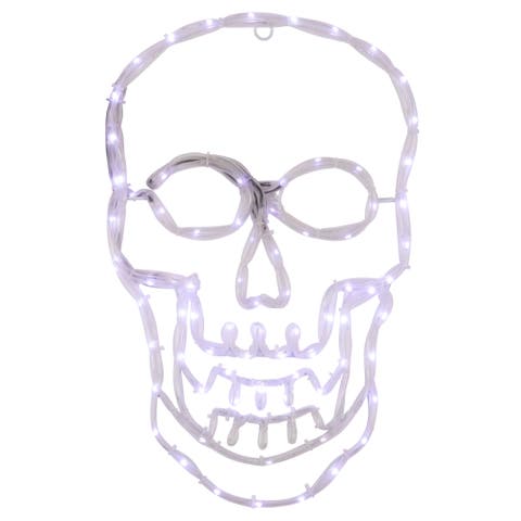 LED Lighted 4 Function Skull Halloween Window Decoration - 18"