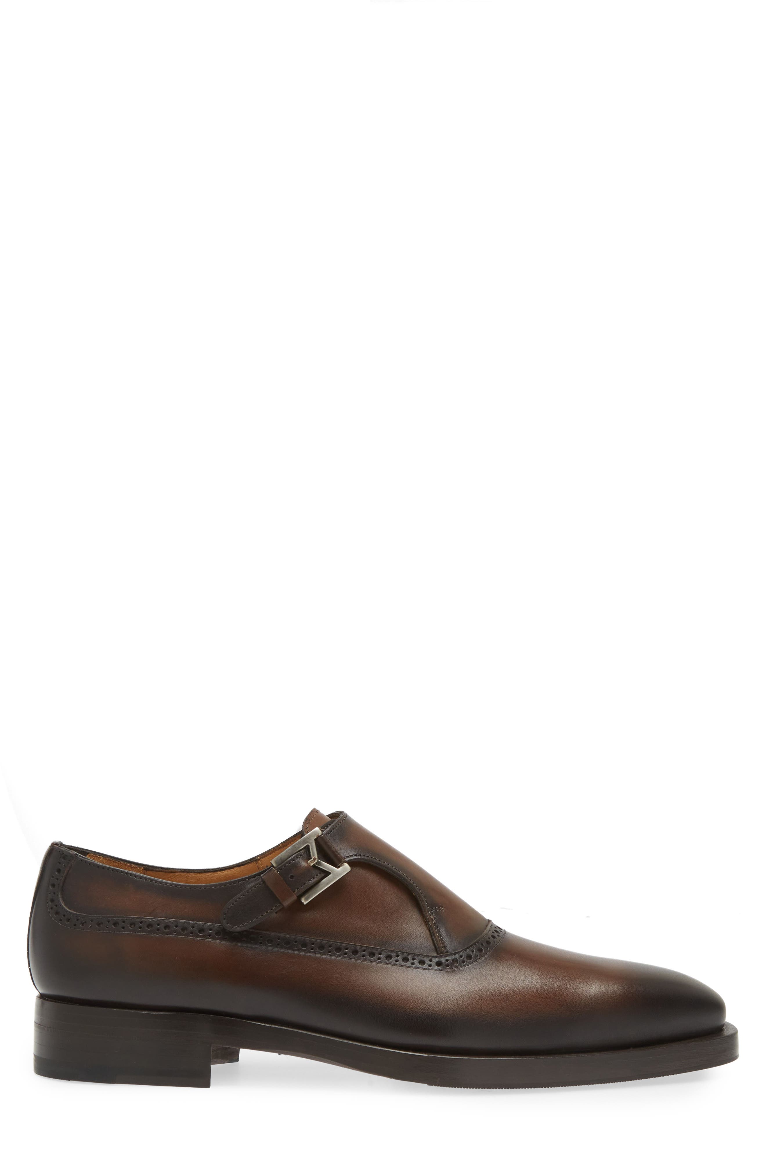 Mezlan Patina Monk Strap Shoe, Alternate, color, 