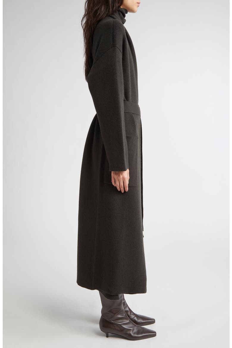 Belted Double Face Stretch Cashmere & Merino Wool Jacket, Alternate, color, IRON/ BLACK